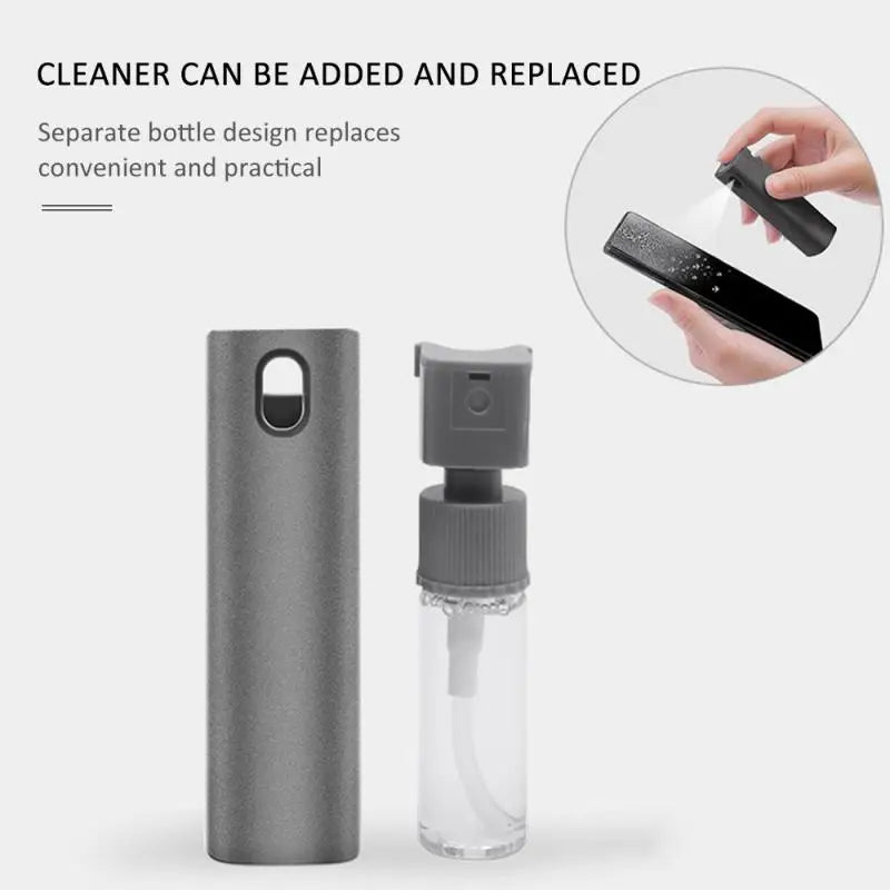 1PC Protable 2 In 1 Phone Screen Cleaner Spray Microfiber Cloth Set Cleaning Artifact Computer Mobile Phone Screen Dust Removal