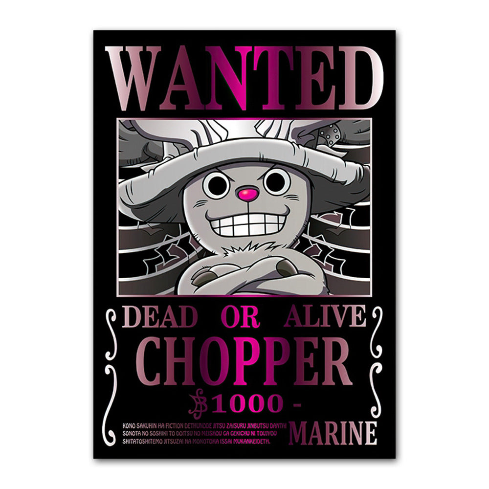 One Piece poster Wanted Order One Piece Bounty Order Luffy Chopper Anime Canvas Painting