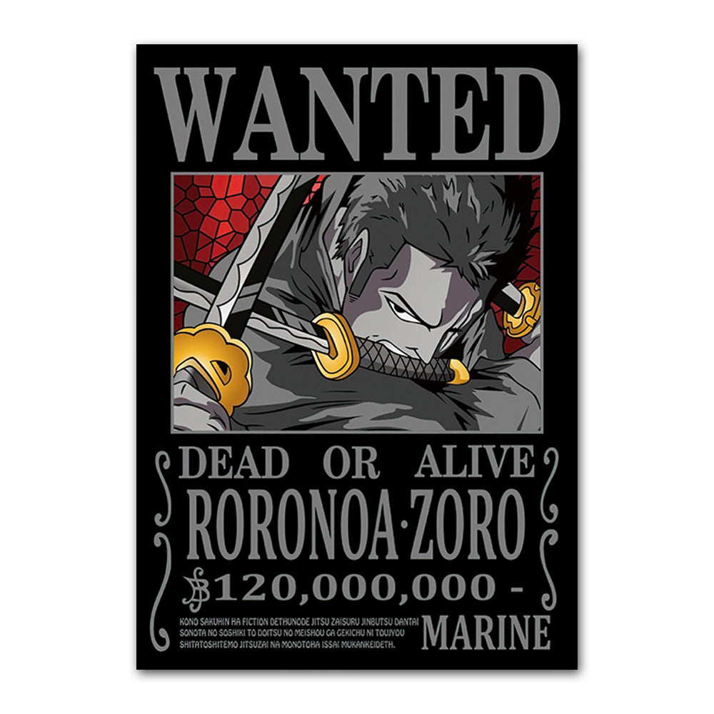 One Piece poster Wanted Order One Piece Bounty Order Luffy Chopper Anime Canvas Painting