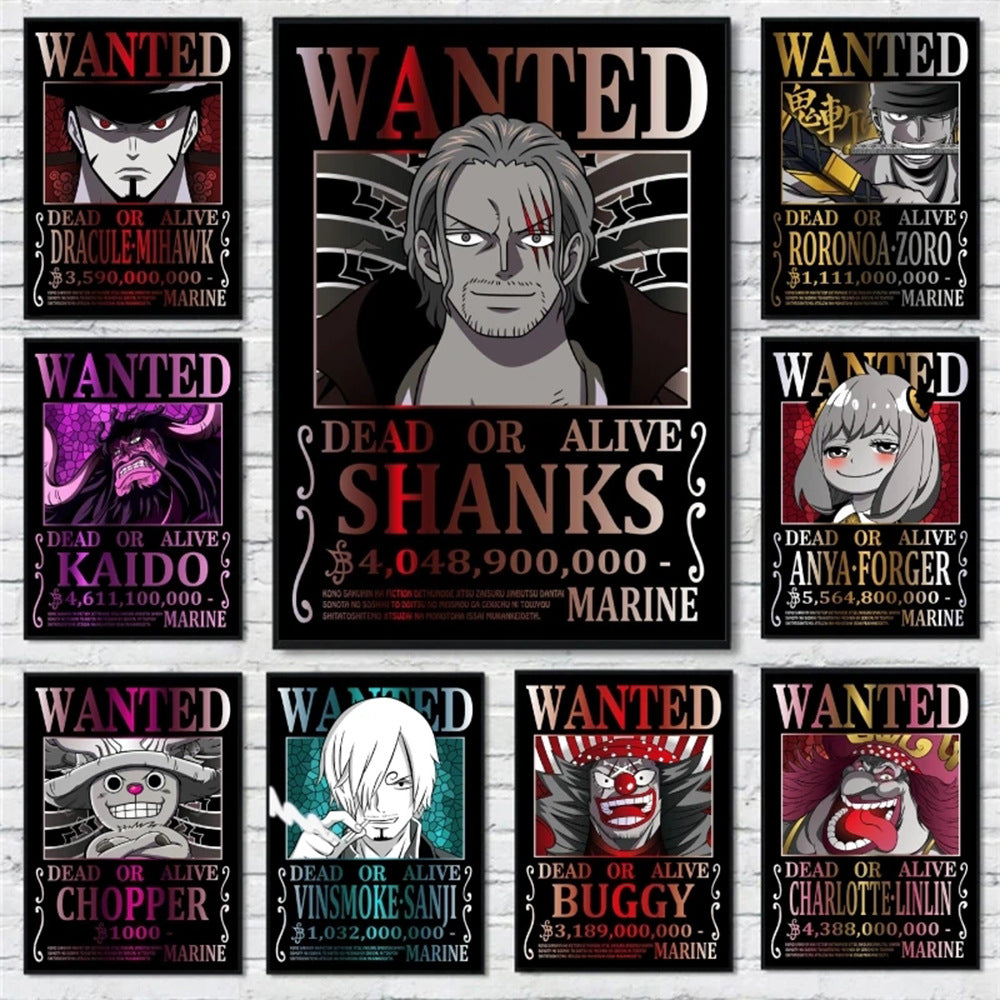 One Piece poster Wanted Order One Piece Bounty Order Luffy Chopper Anime Canvas Painting