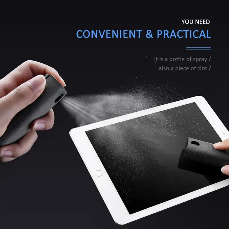 1PC Protable 2 In 1 Phone Screen Cleaner Spray Microfiber Cloth Set Cleaning Artifact Computer Mobile Phone Screen Dust Removal