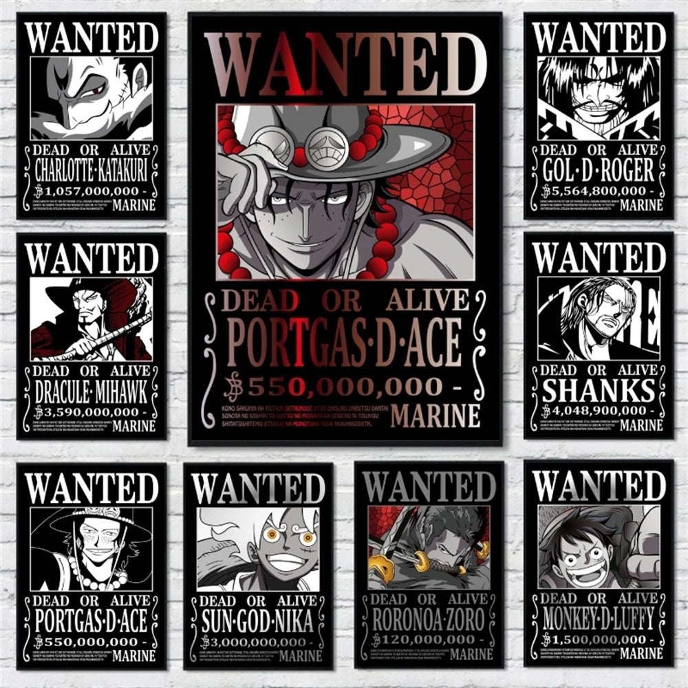One Piece poster Wanted Order One Piece Bounty Order Luffy Chopper Anime Canvas Painting