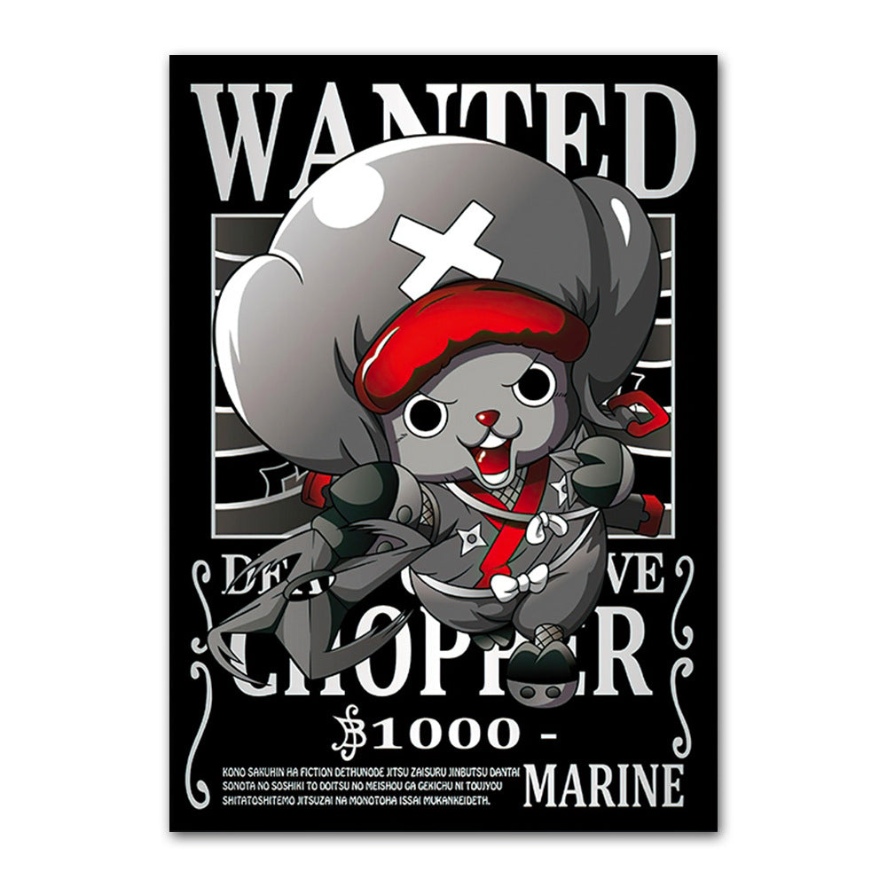 One Piece poster Wanted Order One Piece Bounty Order Luffy Chopper Anime Canvas Painting