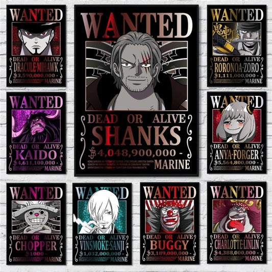 One Piece poster Wanted Order One Piece Bounty Order Luffy Chopper Anime Canvas Painting